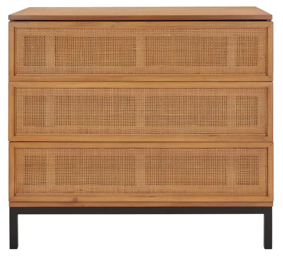 Zadie 3 Drawer Rattan Chest - Natural / Black