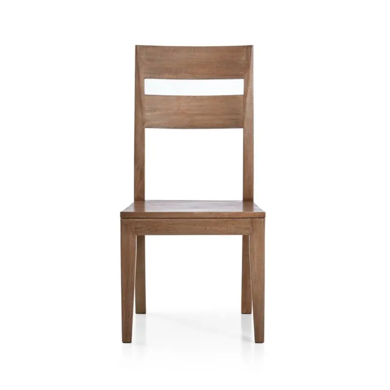 Basque Light Brown Wood Dining Chair with Natural Cushion, Set of 4