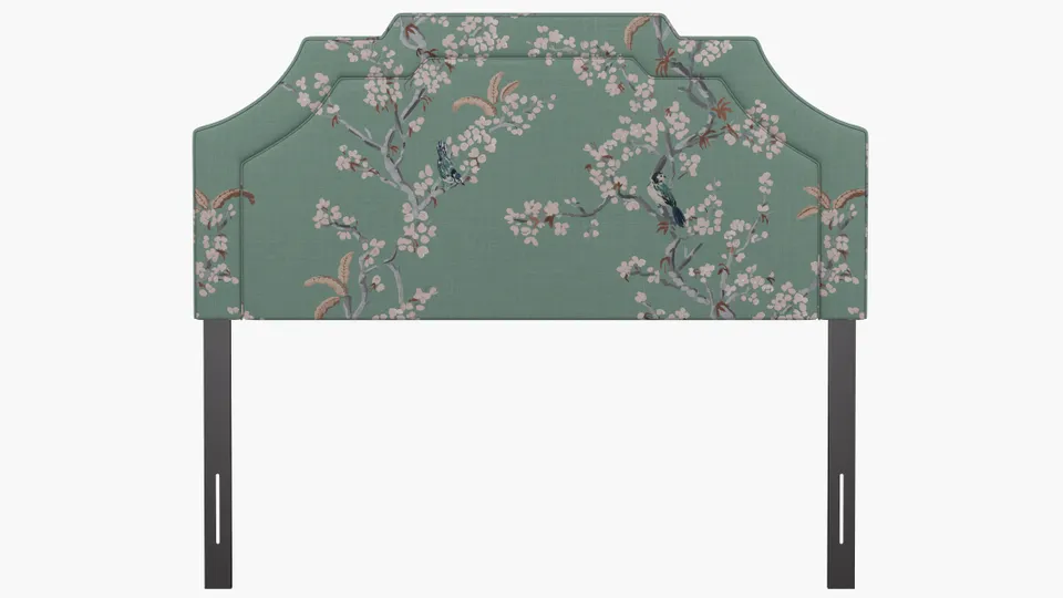Art Deco Headboard, Mint Cherry Blossom, Queen
