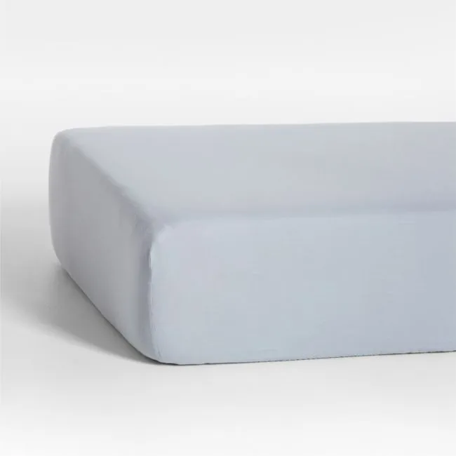 Supersoft Mist Blue 100% Organic Cotton Gauze Baby Crib Fitted Sheet