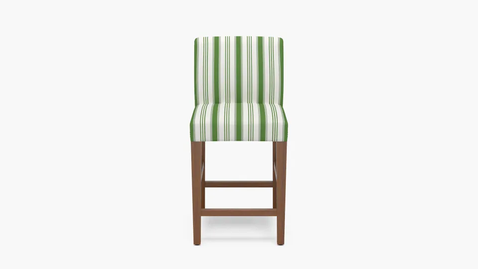 Signature Dining Counter Stool, Jade Regency Stripe, Walnut Square Tapered Leg