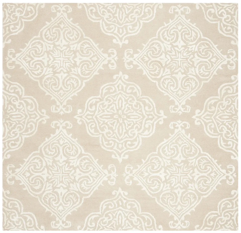 Arlo Home Hand Tufted Area Rug, GLM568E, Beige/Ivory,  6' X 6' Square