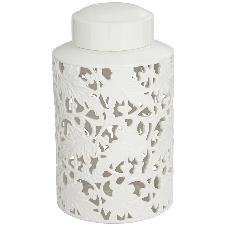 Angelique 15 3/4" High White Ceramic Ginger Jar with Lid