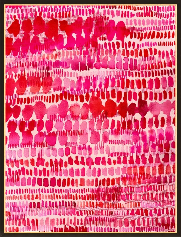 Pink and Red Watercolor Patterns Wall Art  by Paula Mills for Artfully Walls