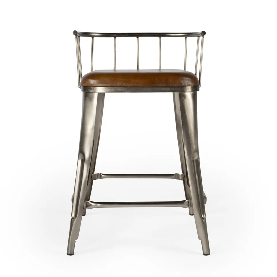 Coriander Brown Leather Counter Stool