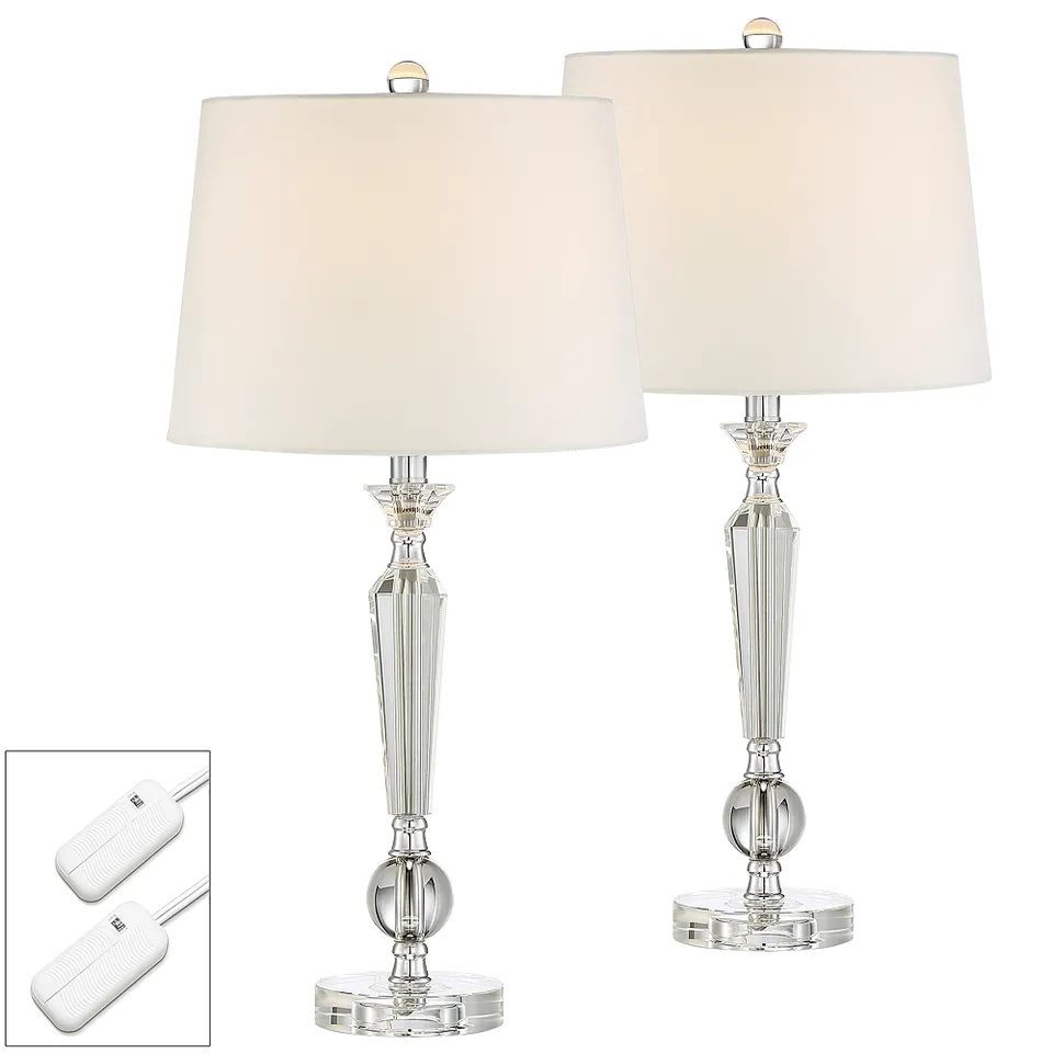 Regency Hill Jolie Crystal Table Lamps Set of 2 with Dimmers