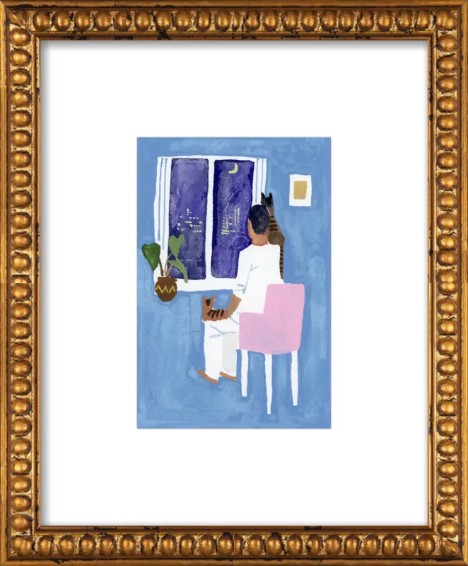 Look at the cat and the moon by Hiroyuki Izutsu for Artfully Walls