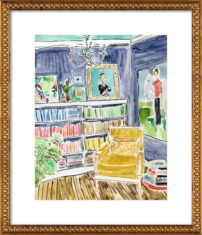 Bookshelf with Paintings by Kate Lewis for Artfully Walls