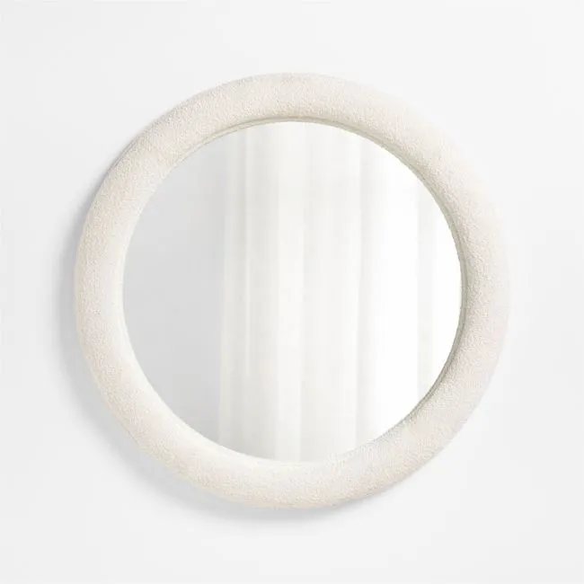 Harris White Boucle Round Wall Mirror 45"