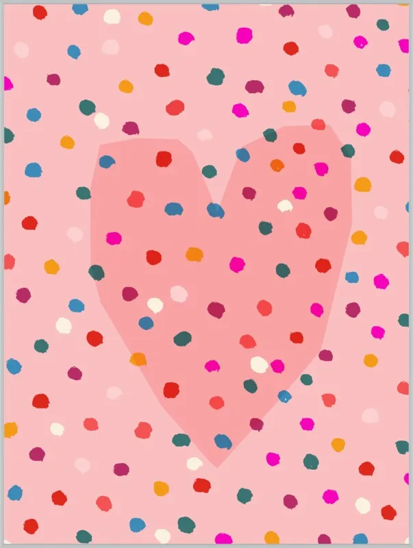 Rainbow Dotty Heart by Paula Mills for Artfully Walls