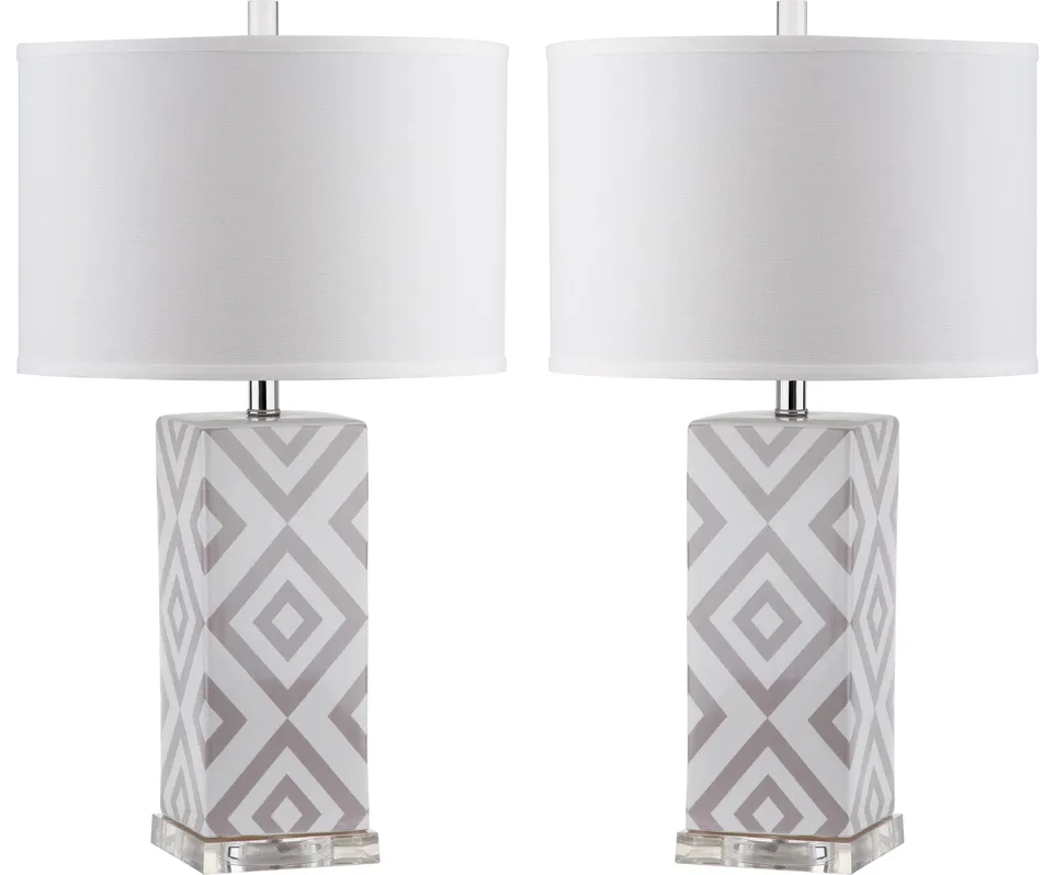 Diamonds Table 27" Table Lamp, Set Of 2 - Grey