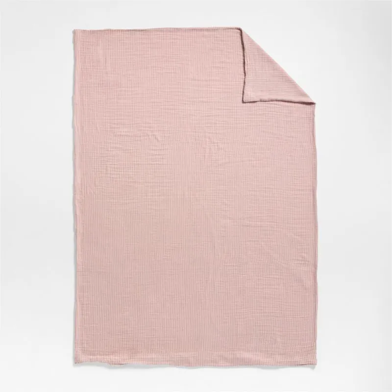 Supersoft Lilac Rose Quilted Striped Gauze Kids Twin Quilt