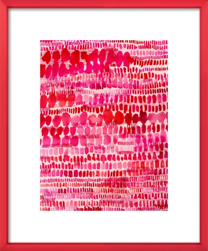 Pink and Red Watercolor Patterns Wall Art  by Paula Mills for Artfully Walls