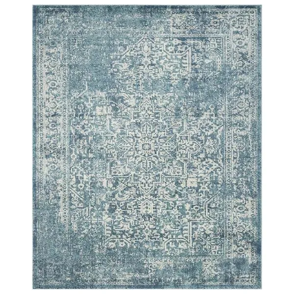 Evermere Distressed Medallion Navy Area Rug
