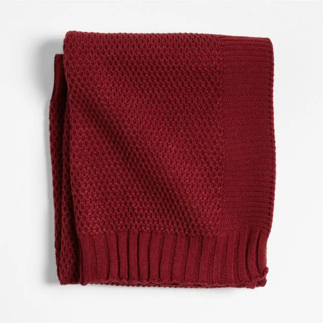 Bubble Knit Luminous Red Recycled Baby Stroller Blanket