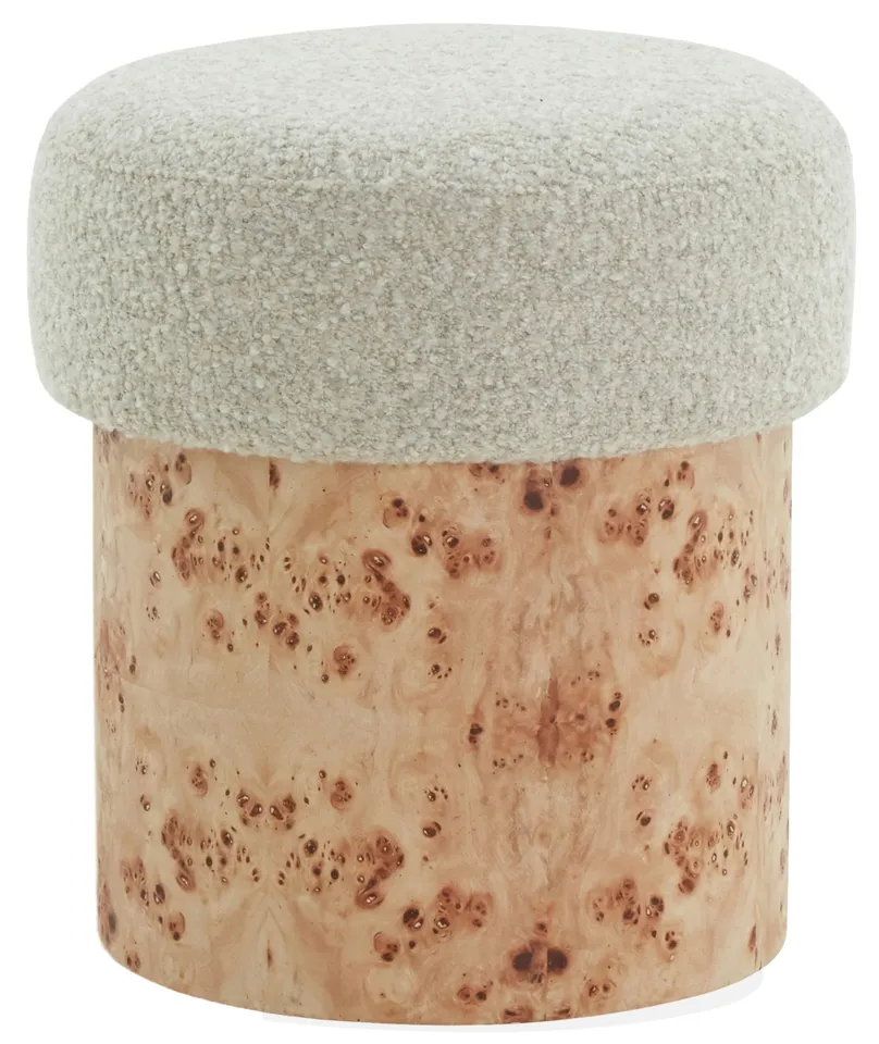 Tobianna Boucle & Burl Ottoman - Beige / Burl