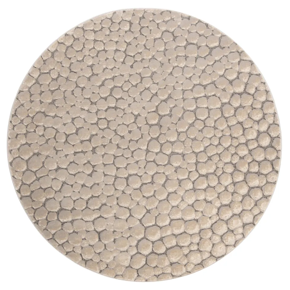 Arlo Home Woven Area Rug, MDW174B, Beige,  6' 7" X 6' 7" Round