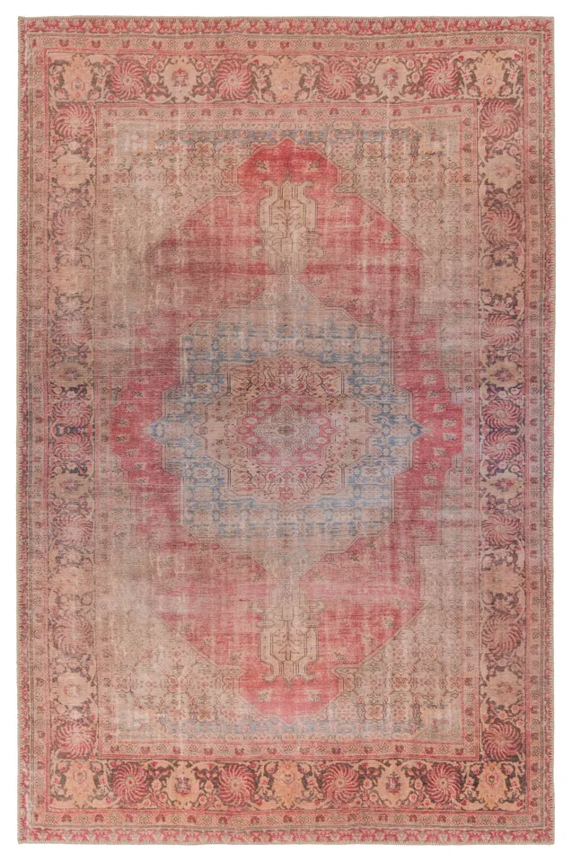 Kate Lester + Leonine Medallion Red/ Blue Area Rug (7'6"X10')