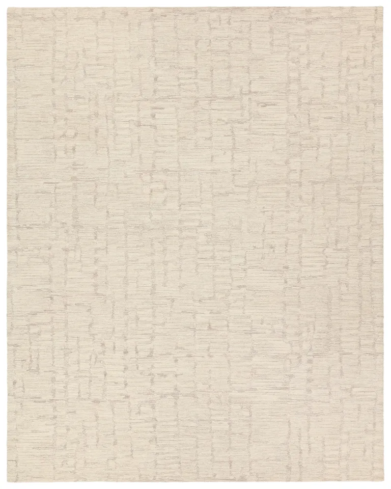 Herculean LAB01 Handmade Striped Ivory and Cream Area Rug (9'x12')