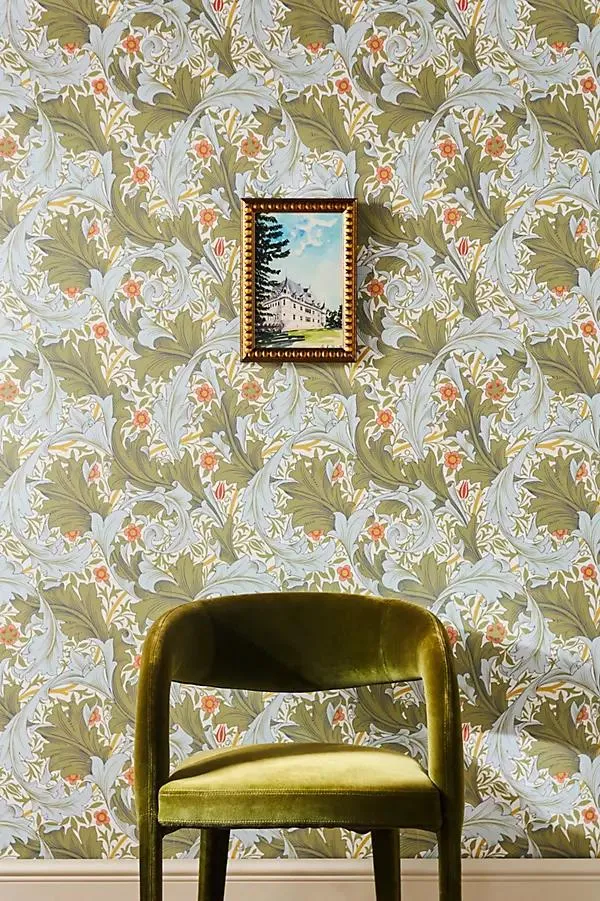 Granville Olive Leafy Vine Floral Wallpaper