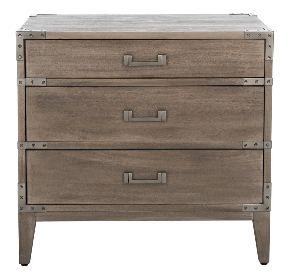 Nisha 3 Drawer Wood Nightstand - Light Brown