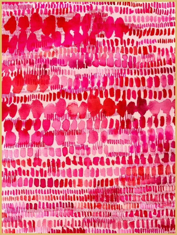 Pink and Red Watercolor Patterns Wall Art  by Paula Mills for Artfully Walls