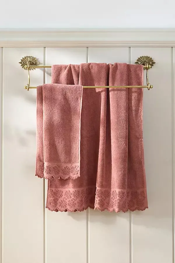 100% Cotton Woven Floral Cutwork Towel Collection