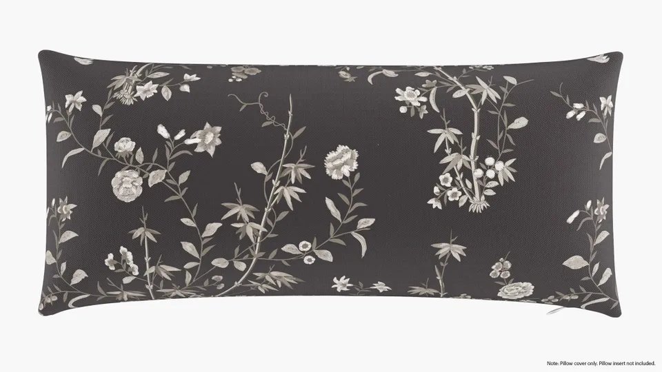 Throw Pillow Cover 14" x 30", Black Bamboo Garden, 14" x 30"