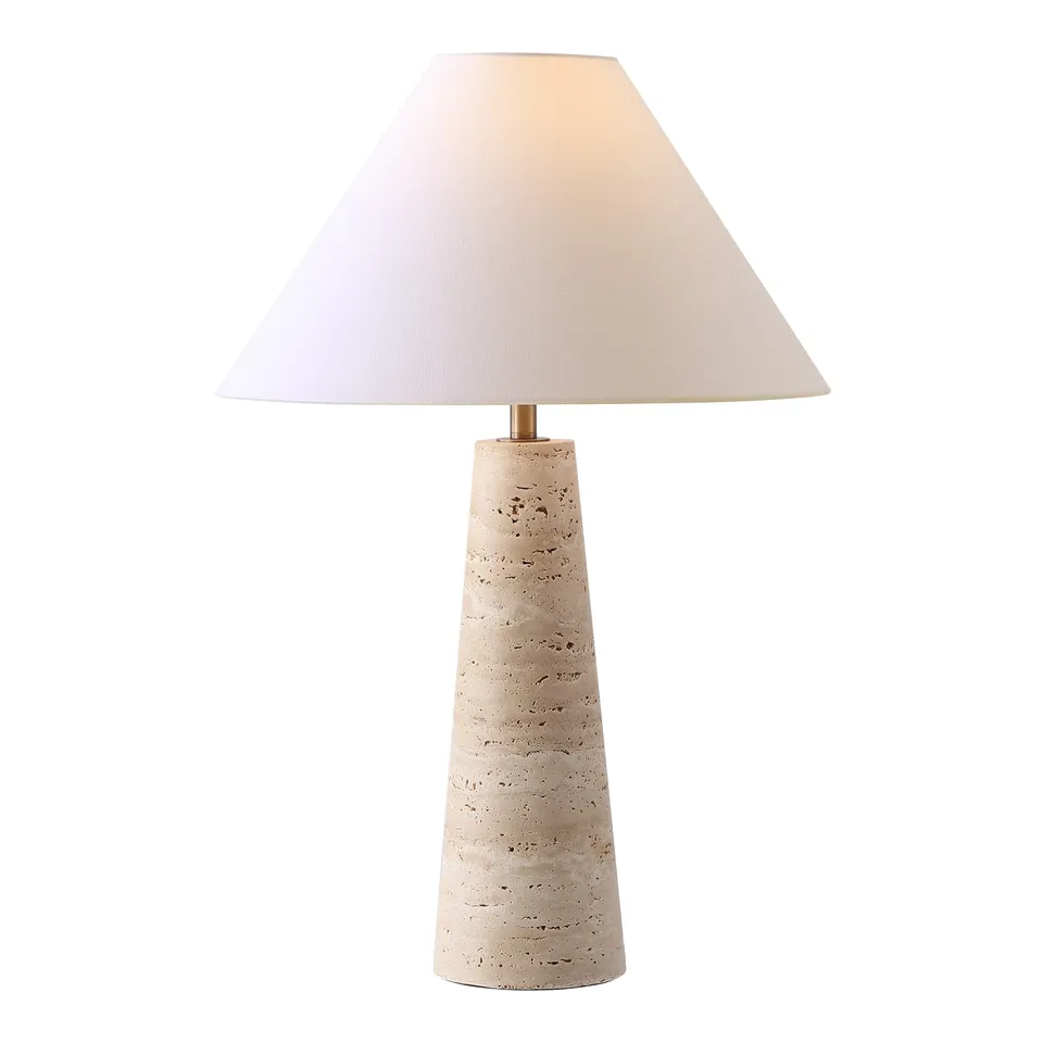 Safavieh Couture Dante Travertine Table Lamp, Travertine / White