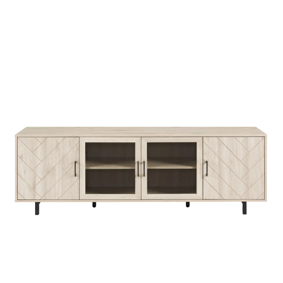 70" Herringbone Groove 4 Door TV Stand - Birch