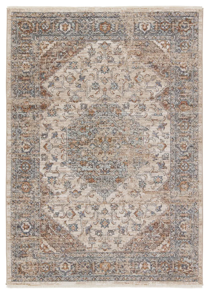 Heir Medallion Beige/ Blue Area Rug (4'X6')