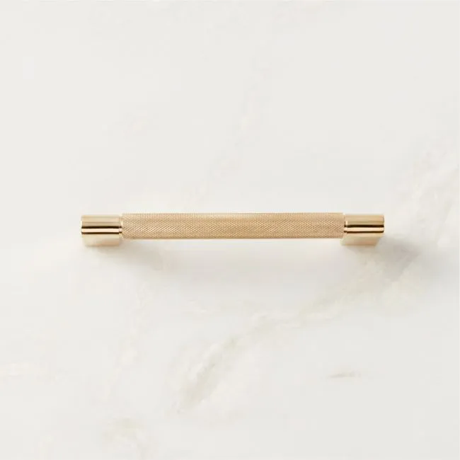 Nicolo Knurled Unlacquered Brass Cabinet Handle 5"