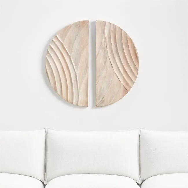 "Dune" Hand-Carved Bleached Wood Wall Art 30"x30"