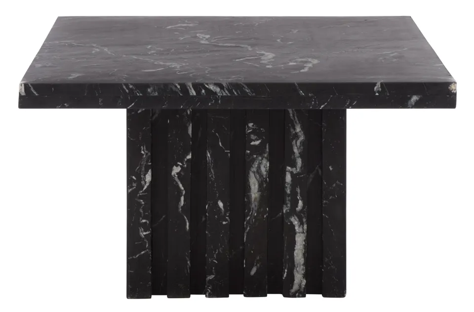 Olivia Square Travertine Accent Table - Black