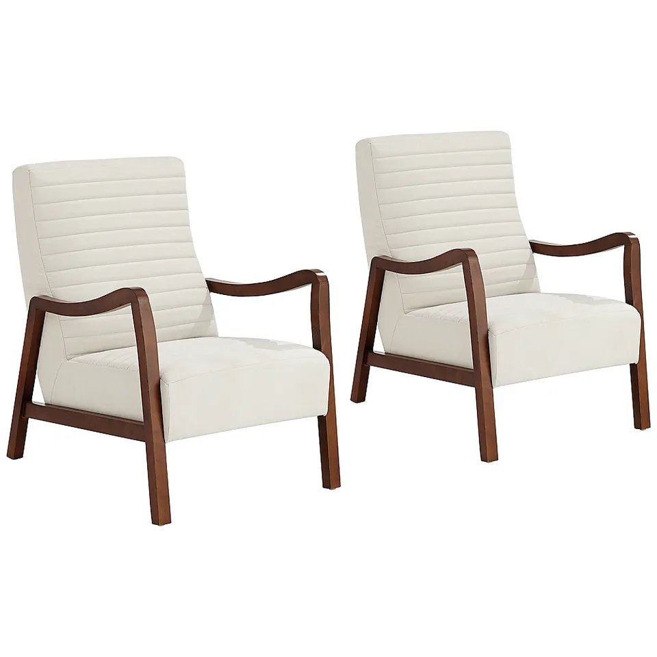 Columbe Soft Cream Fabric Lounge Chairs Set of 2