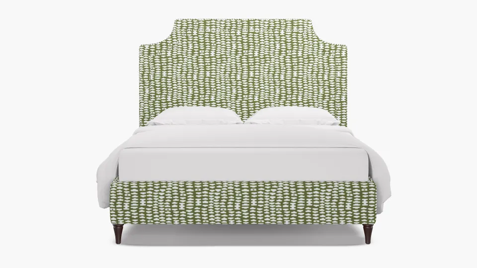 Deco Bed, Olive Odalisque, Espresso Decorative Tapered Leg, King