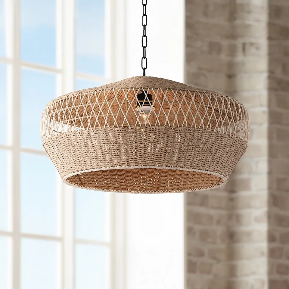 Regency Hill Matias 24 1/2" Vine and Rope Modern Pendant Light