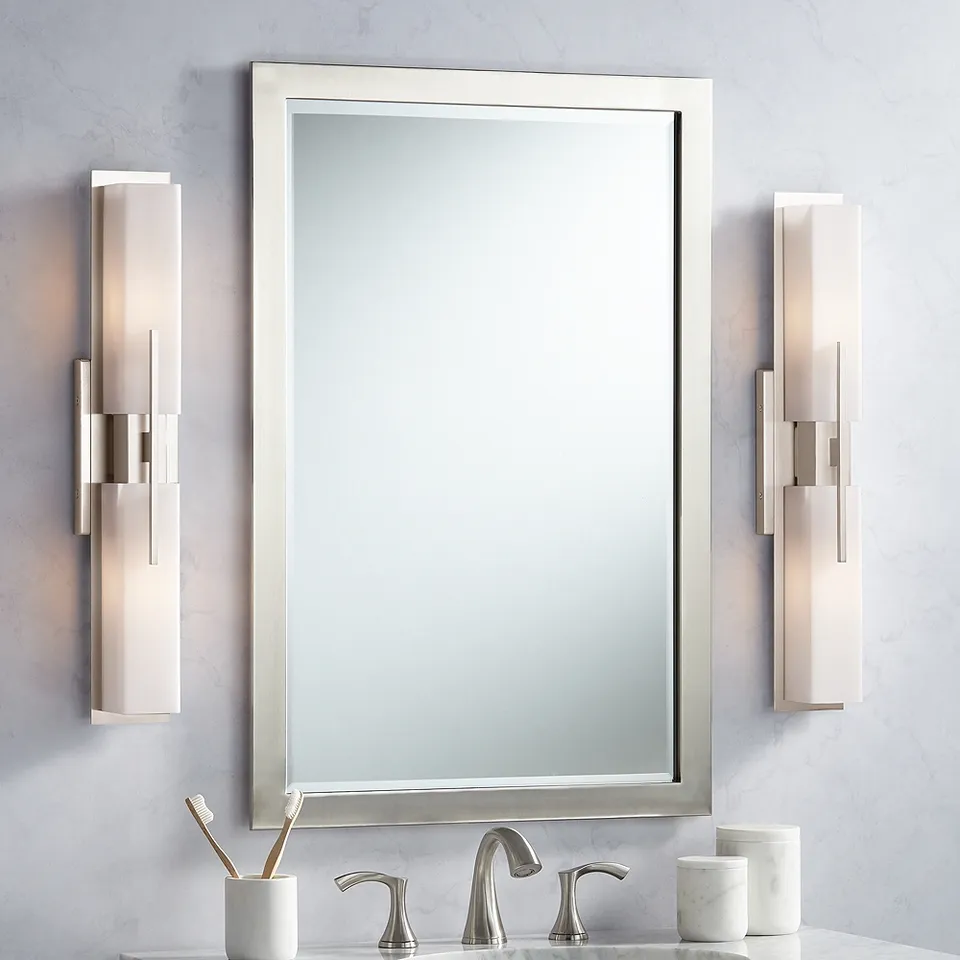 Possini Euro Midtown 23 1/2" High Satin Nickel Bath Light Set of 2