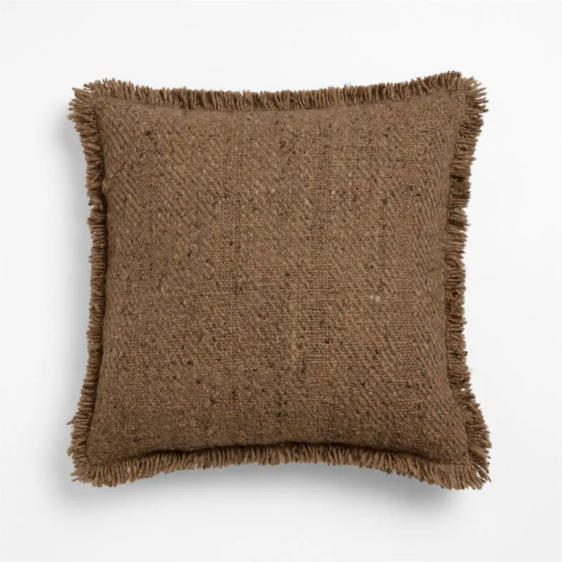 Hilcot Wool 20"x20" Sierra Tan Throw Pillow Cover with Feather Insert