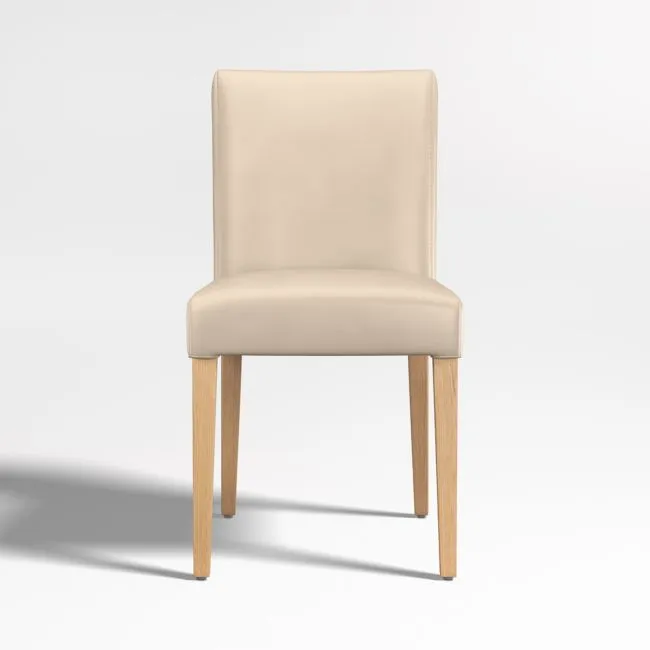 Lowe Tan Light Brown Leather Dining Chair with Natural Wood Legs