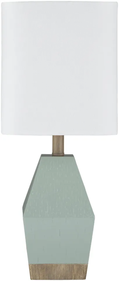 Pimm Aqua Hand Painted,Wood Finish 17"H x 7"W x 7"D Accent Table Lamp