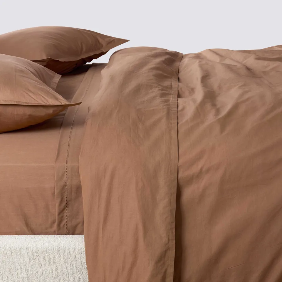The Citizenry Stonewashed Organic Cotton Percale Duvet Cover | Full/Queen | Duvet + Sham Set | Terracotta