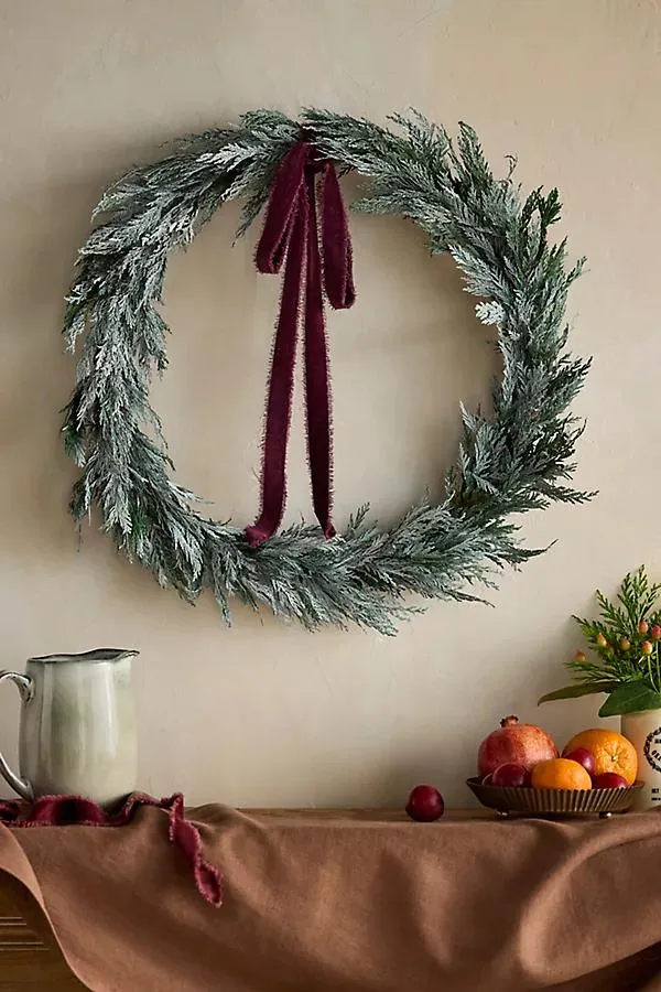 Snowy Preserved Cedar Circlet Wreath
