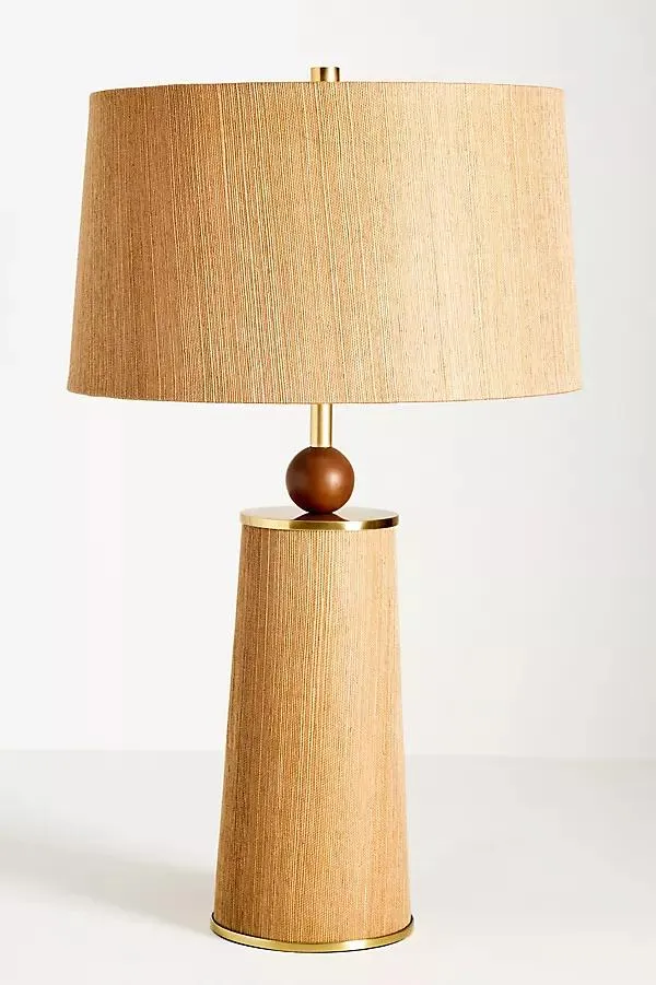 January Woven Grasscloth Wood Table Lamp