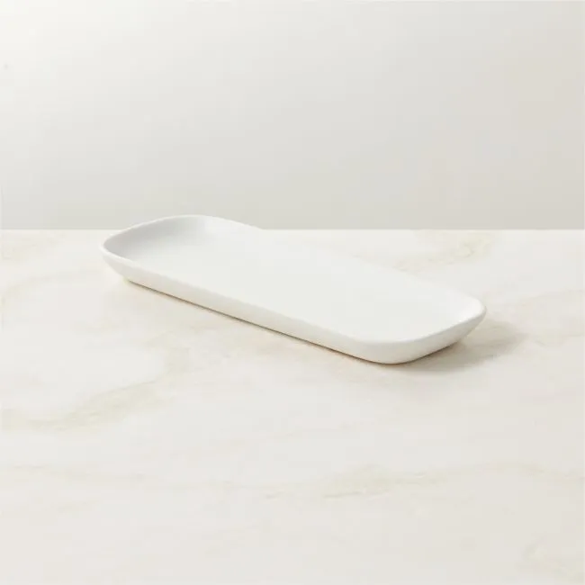 Mori Rectangular Matte White Serving Platter Small