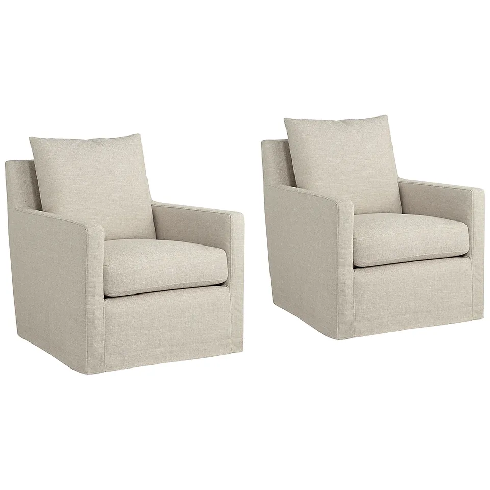Beverly Wiley Flax Fabric Swivel Glider Accent Chairs Set of 2