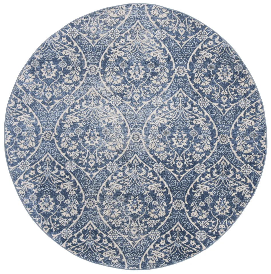 Arlo Home Woven Area Rug, BNT860M, Navy/Light Grey,  6' 7" X 6' 7" Round