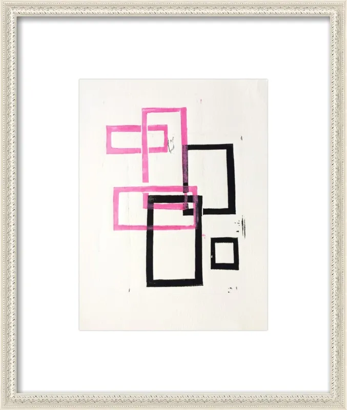Pink and Black Geometric Squares x2 by Stacy Rajab for Artfully Walls