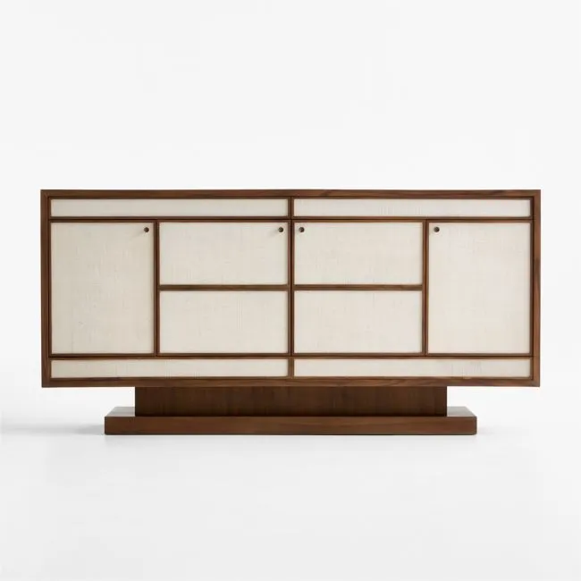 Baseline 72" Natural Walnut and Grasscloth Media Console by Venus Williams