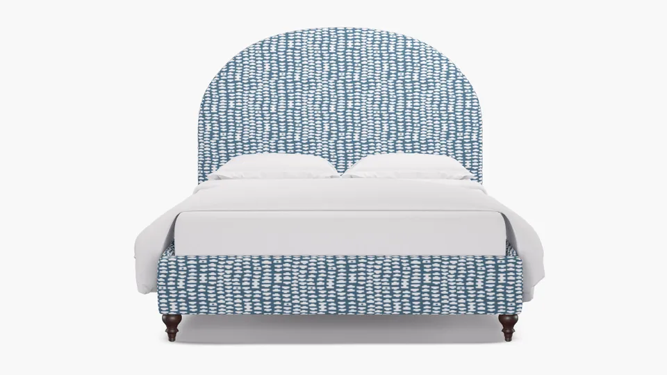 Demilune Bed, Dusty Blue Odalisque, Espresso Traditional Turned Leg, King